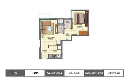 1 BHK - 333 sq.ft