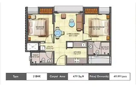 2 BHK - 479 sq.ft